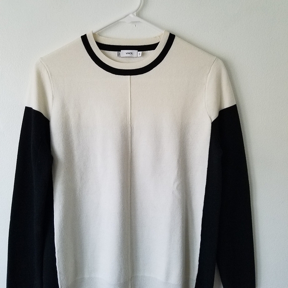 VINE 𝅺Wool Blend Color Block Crew-Neck Long Sleeve Pull-over Sweater Size XXS - Picture 3 of 13